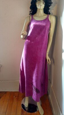 Hermans Hemp Tye Back Dress Endangered Species Turtle Purple M