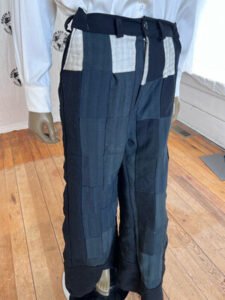 Mens Black Wool Bell Pants Patchwork Lined 36
