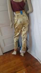 Womens Gold Silver Fringed Suit S 26" W 