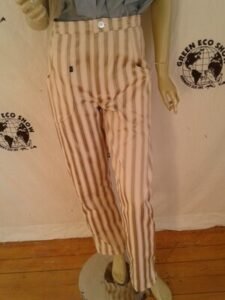 Womens Gold White Striped Pants M 28" USA Steampunk