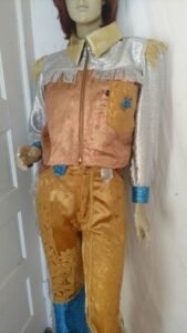 Womens Gold Silver Fringed Suit S 26" W 
