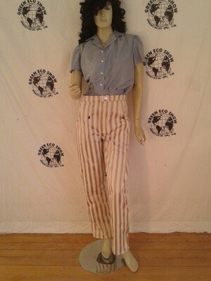 Womens Gold White Striped Pants M 28" USA Steampunk