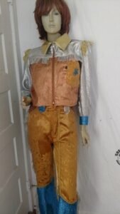 Womens Gold Silver Fringed Suit S 26" W 