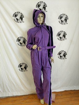 Womens Purple Jumpsuit Racing Striper Hoody L