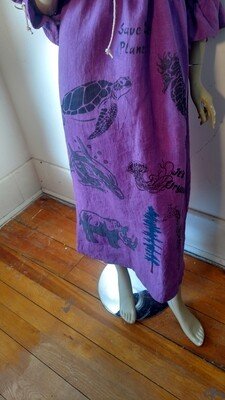 Hermans Hemp Airbrushed Ren Dress M Purple