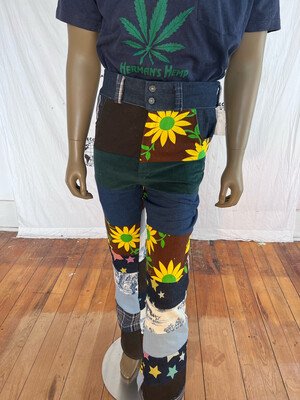Mens Patchwork Jeans 33 