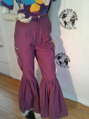 Womens Vtg Denim Purle bell Bottoms  w 28"