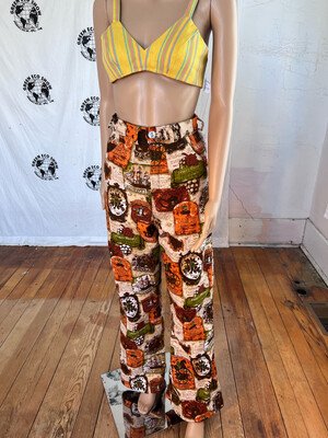 Womens Printed Pants High WaistedS 25"