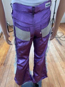 Purple Lamee Silver fringe Pants S 30" with rhinestones