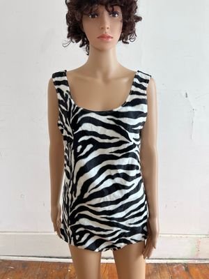 Womens Zebra Stage Romper L Faux Fur  by A Herman