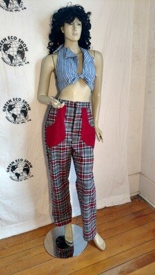 Womens High Waisted Plaid  w 30'