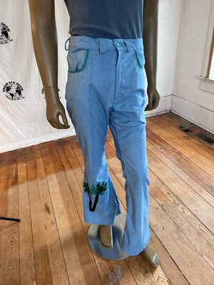 Mens Palm Tree Bell bottoms Pants 32