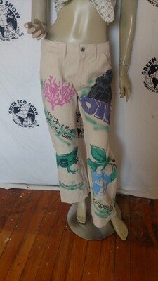 Environmentalist Painted Jeans W 30" Air brushed Hemp