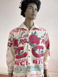 Mens Feed Sack Long Sleeve Roses Shirt