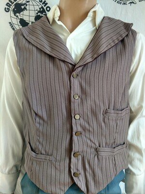 Mens Vest XL Brown Stripe Western