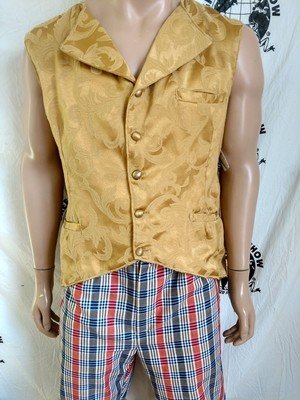 Mens Vest Gold Lamee Tails M -L  Lined