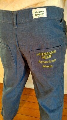 Hermans Hemp Jeans 36 X 33  Hand dyed