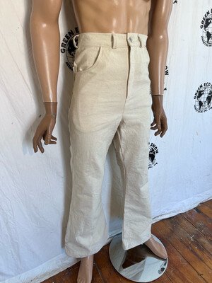 Mens High waisted Canvas Bell Bottom Jeans 29-30
